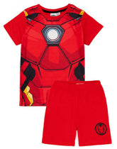 Marvel Iron Man Boys Pyjama Set | Kids Iron-Man T-Shirt and Shorts PJs Bundle | Powerful Red Suit Nightwear Costume | Complete Superhero Pajamas for Children | Cosy Loungewear